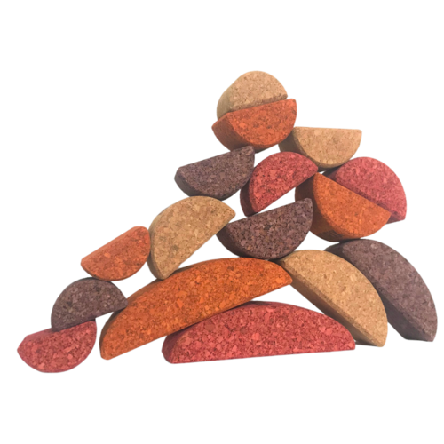 KORXX kurk blokken Korxx Bowie C - deels gekleurde ronde en ovale kurken bouwblokken