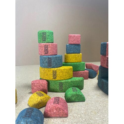 KORXX kurk blokken Korxx Bowie Spring C - gekleurde ronde en ovale kurken bouwblokken