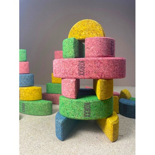 KORXX kurk blokken Korxx Bowie Spring C - gekleurde ronde en ovale kurken bouwblokken