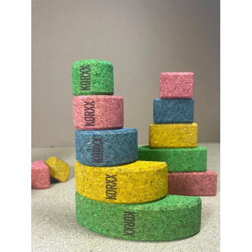 KORXX kurk blokken Korxx Bowie Spring C - gekleurde ronde en ovale kurken bouwblokken