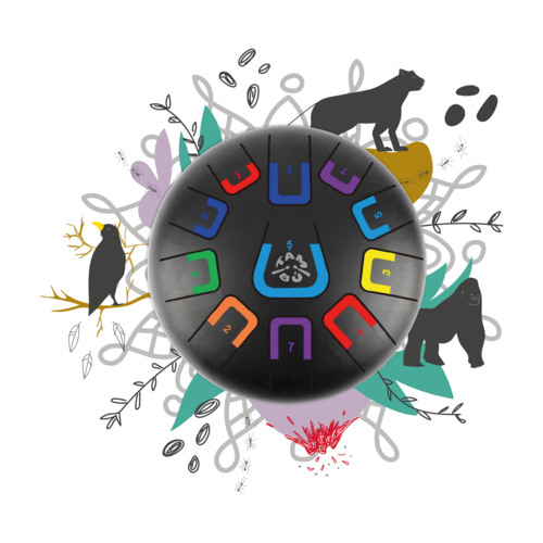 Tambú Tambú 8 - Zwarte tongdrum - handpan 11 noten met toebehoren