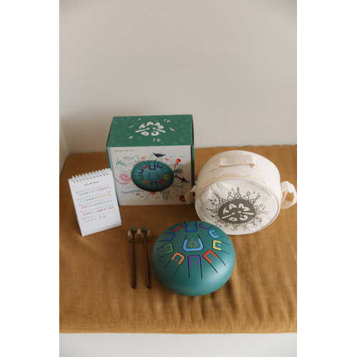 Tambú Tambú 8 - Mat turquoise tongdrum - handpan 11 noten met toebehoren