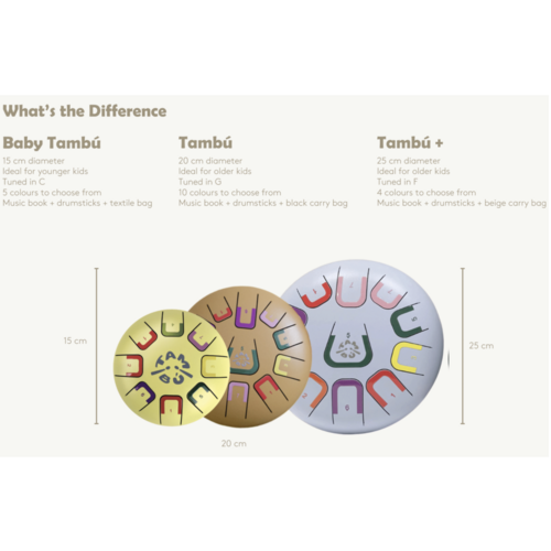 Tambú Tambú 8 - mat witte tongdrum - handpan 11 noten met toebehoren