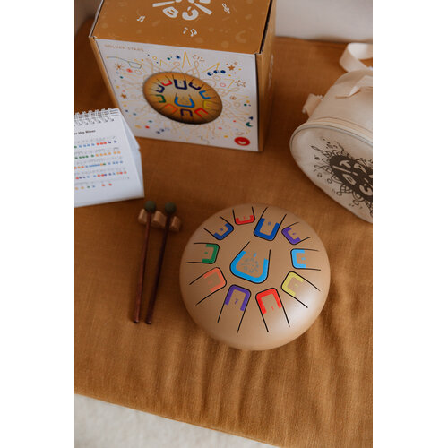 Tambú Tambú 8 - mat gouden tongdrum - handpan 11 noten met toebehoren