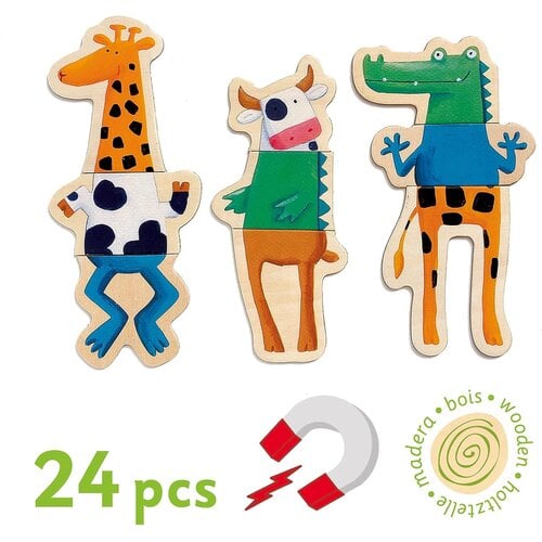 Djeco Djeco Magnetics Crazy Animals – Houten Magneetpuzzel (24 stuks), vanaf 2 jaar Djeco Djeco Magnetics Crazy Animals – Houten Magneetpuzzel (24 stuks), vanaf 2 jaar