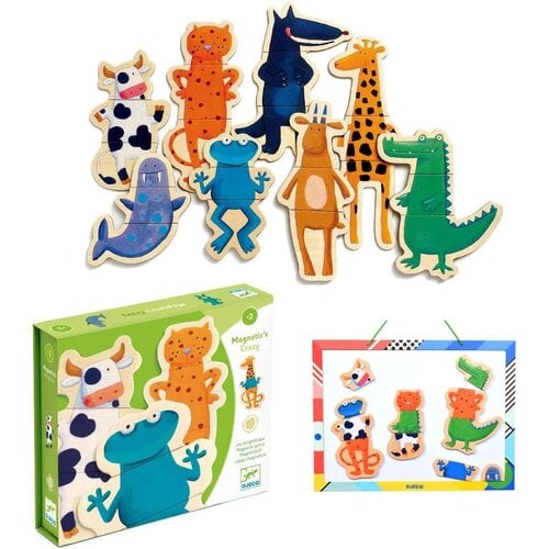 Djeco Djeco Magnetics Crazy Animals – Houten Magneetpuzzel (24 stuks), vanaf 2 jaar Djeco Djeco Magnetics Crazy Animals – Houten Magneetpuzzel (24 stuks), vanaf 2 jaar