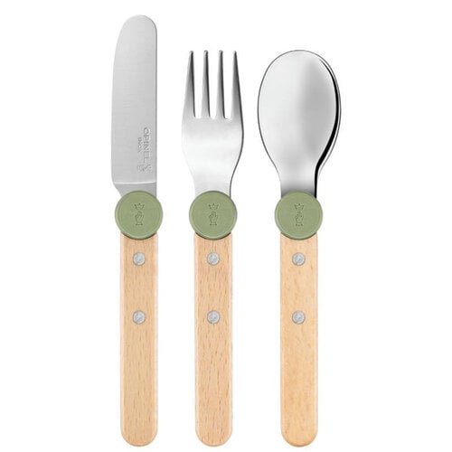 Opinel kinderzakmessen Opinel Kinderbestek Le Petit Gourmet groen 3-delig