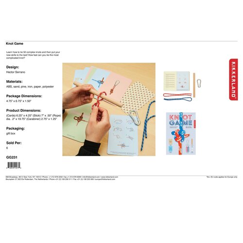 Kikkerland design Knot Game - Het knopenspel, leer 20 verschillende knopen Kikkerland design Knot Game - Het knopenspel, leer 20 verschillende knopen