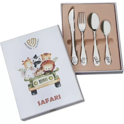 Kinderbestek 4-delig Safari van Present Memories Kinderbestek 4-delig Safari van Present Memories