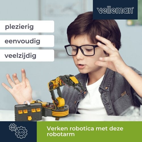 Velleman Robotarm bouwpakket vanaf 14 jaar om zelf te bouwen en bedienen Velleman Robotarm bouwpakket vanaf 14 jaar om zelf te bouwen en bedienen