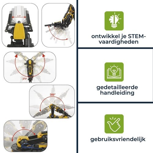 Velleman Robotarm bouwpakket vanaf 14 jaar om zelf te bouwen en bedienen Velleman Robotarm bouwpakket vanaf 14 jaar om zelf te bouwen en bedienen
