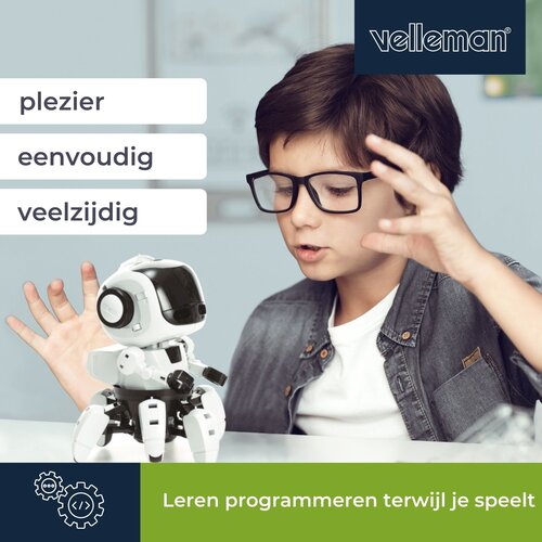 Velleman Tobbie II micro:bit robotkit vanaf 14 jaar om code te laten bewegen Velleman Tobbie II micro:bit robotkit vanaf 14 jaar om code te laten bewegen