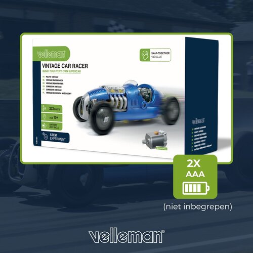 Velleman Vintage racewagen bouwpakket vanaf 10 jaar met zichtbare techniek Velleman Vintage racewagen bouwpakket vanaf 10 jaar met zichtbare techniek