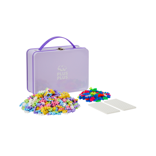 Plus-Plus Plus-Plus Pastel metalen reiskoffer met 600 bouwstenen Plus-Plus Plus-Plus Pastel metalen reiskoffer met 600 bouwstenen