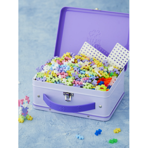 Plus-Plus Plus-Plus Pastel metalen reiskoffer met 600 bouwstenen Plus-Plus Plus-Plus Pastel metalen reiskoffer met 600 bouwstenen
