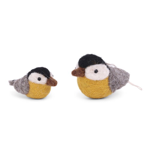 Gry and Sif Gry & Sif gele vogels set van 2 handgemaakt van vilt Gry and Sif Gry & Sif gele vogels set van 2 handgemaakt van vilt