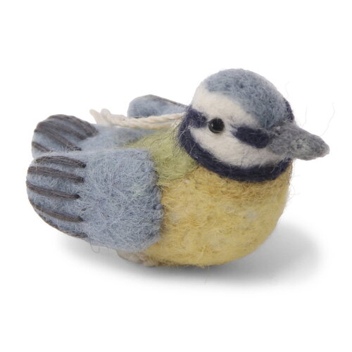 Gry and Sif Gry & Sif geel-blauwe vogel handgemaakt van vilt Gry and Sif Gry & Sif geel-blauwe vogel handgemaakt van vilt