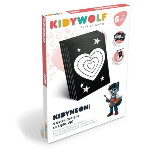 Kidywolf KidyNeon navulling Happy vanaf 6 jaar - 5 lichtplaten Kidywolf KidyNeon navulling Happy vanaf 6 jaar - 5 lichtplaten