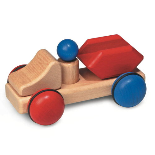 Fagus - robuuste houten speelgoedauto's Houten mini containerwagen Fagus - robuuste houten speelgoedauto's Houten mini containerwagen