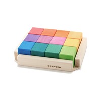 Houten regenboogkubussen classic 12 stuks