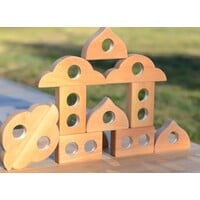 Houten spiegelblokken 12 stuks