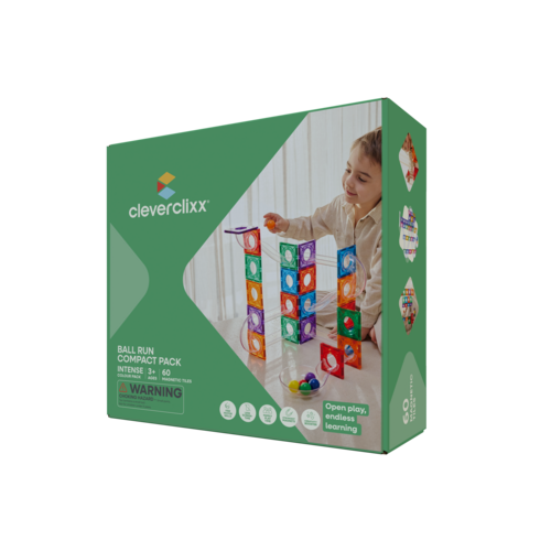 Cleverclixx Magnetische tegels Cleverclixx compacte magnetische knikkerbaan intense 60-delig Cleverclixx Magnetische tegels Cleverclixx compacte magnetische knikkerbaan intense 60-delig