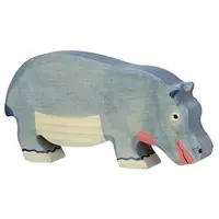 Holztiger nijlpaard etend 18 cm
