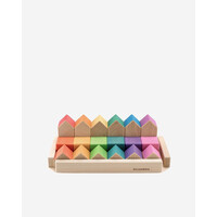 Houten huisjes en kubussen Classic 18 stuks