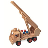 Houten brandweerwagen met uitschuifladder