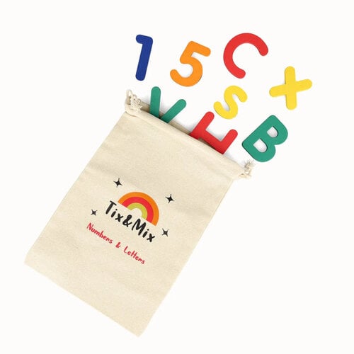 Tix & Mix Learn Numbers & Letters met 77 houten magneten