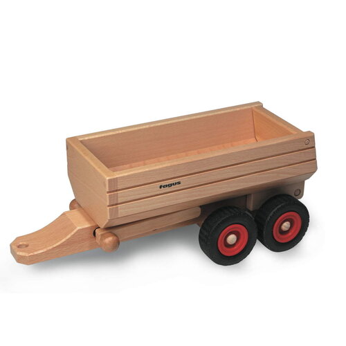 Fagus - robuuste houten speelgoedauto's Fagus houten kiepaanhanger met kantelbare laadbak Fagus - robuuste houten speelgoedauto's Fagus houten kiepaanhanger met kantelbare laadbak