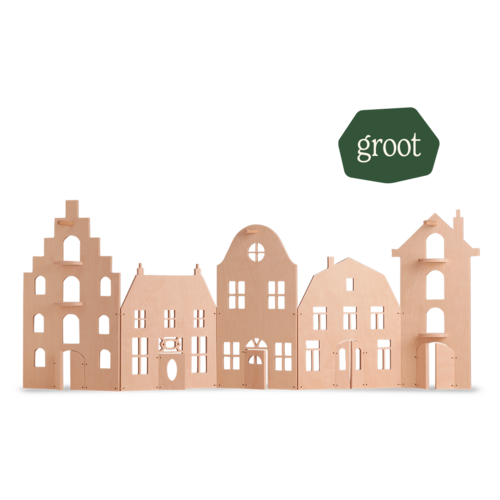 De Noest Houten straatje groot van De Noest met deurtjes en plateaus, 90 cm De Noest Houten straatje groot van De Noest met deurtjes en plateaus, 90 cm