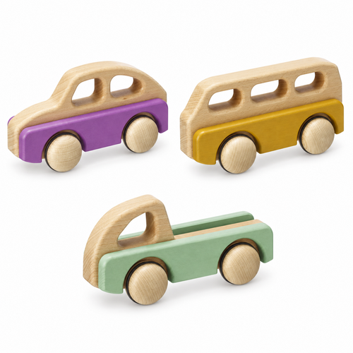 Fagus - robuuste houten speelgoedauto's Fagus houten mini-auto’s van 19 cm in drie modellen