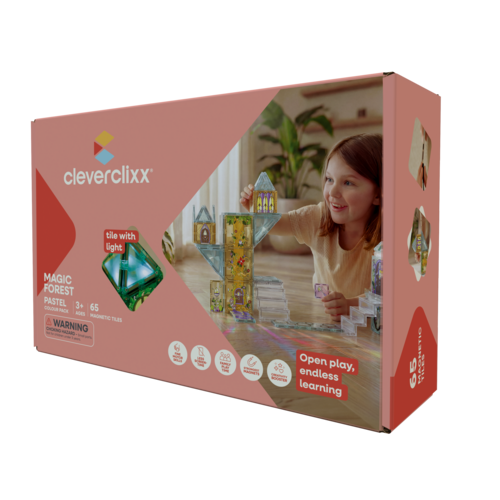 Cleverclixx Magnetische tegels Cleverclixx Magic Forest magnetische bouwset met lichttegel