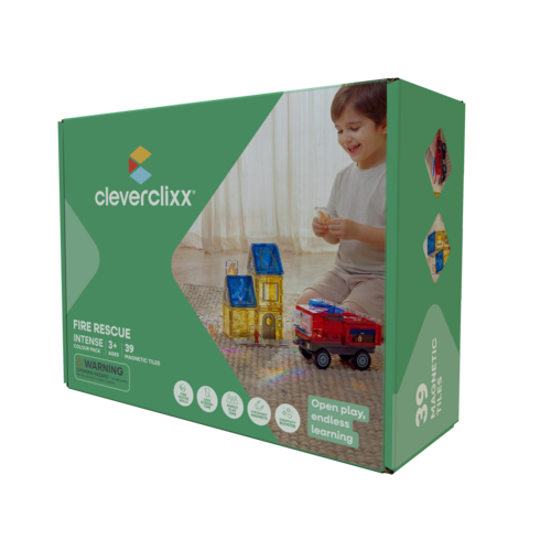 Cleverclixx Magnetische tegels Cleverclixx Fire Rescue magnetische brandweerbouwset 39-delig Cleverclixx Magnetische tegels Cleverclixx Fire Rescue magnetische brandweerbouwset 39-delig
