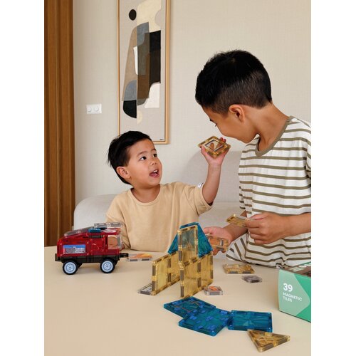 Cleverclixx Magnetische tegels Cleverclixx Fire Rescue magnetische brandweerbouwset 39-delig Cleverclixx Magnetische tegels Cleverclixx Fire Rescue magnetische brandweerbouwset 39-delig