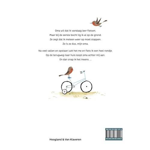 Hoogland & Van Klaveren Hup, oma!, een prentenboek over samen leren fietsen