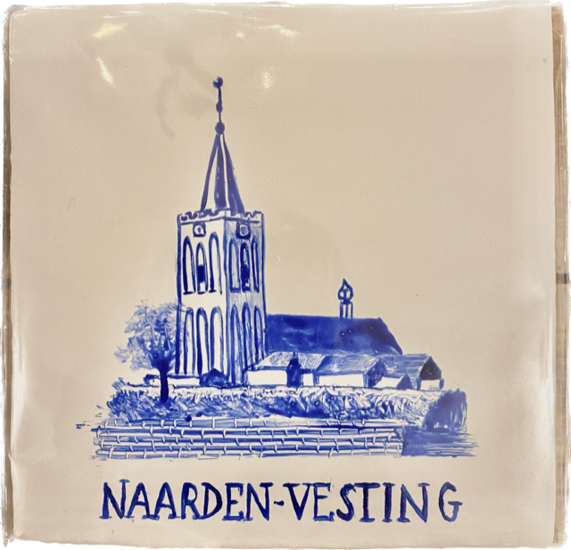 Tegel Grote Kerk Naarden Vesting, handbeschilderd