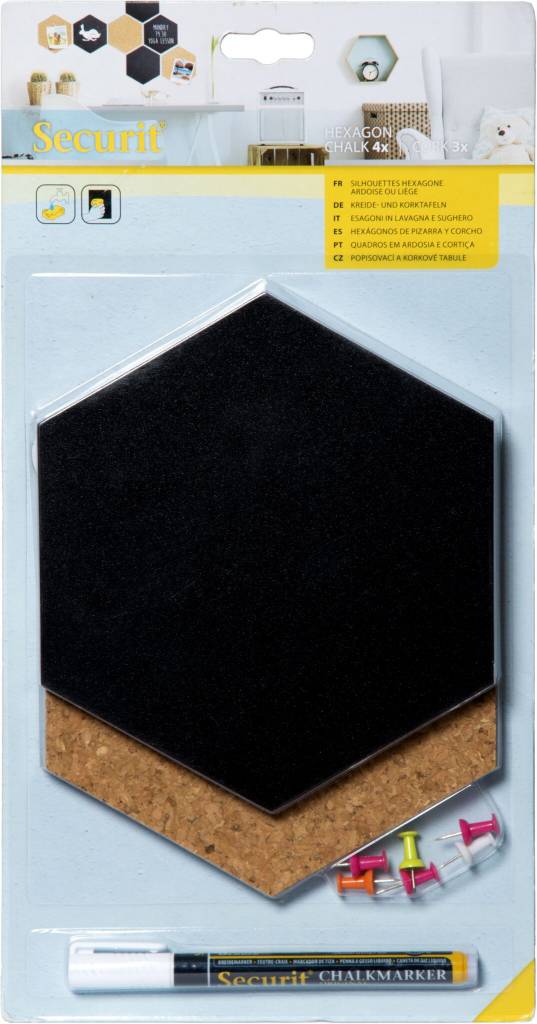 Securit Chalkboard Hexagon Kreide Kork Schild Joycraftswebshop