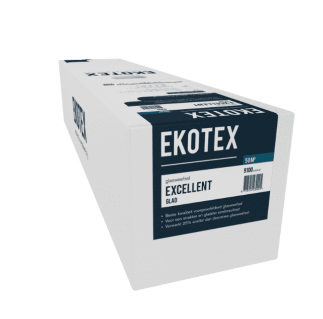 9100 Ekotex Excellent glad renovlies, voorgeverfd, 190 gram/m2, 1 meter breed | rol 50 meter (50 m2 per rol)