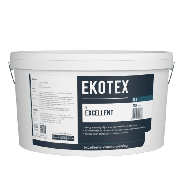 7100 Ekotex Excellent glasweefsellijm voor systeem Excellent, Schone Lucht, Exclusief en Whiteboard, theoretisch rendement 7,0 m2/l | 10 liter