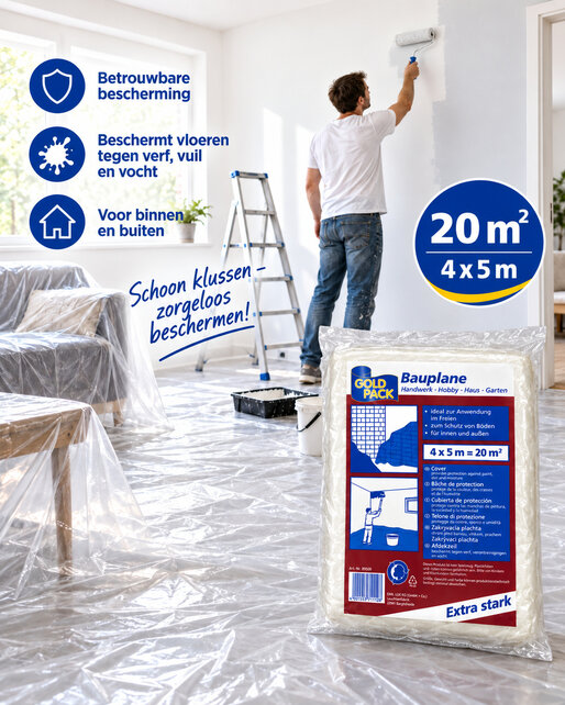 Transparante afdekfolie | extra dik 40 mu 4 x 5 m | Greenpaints