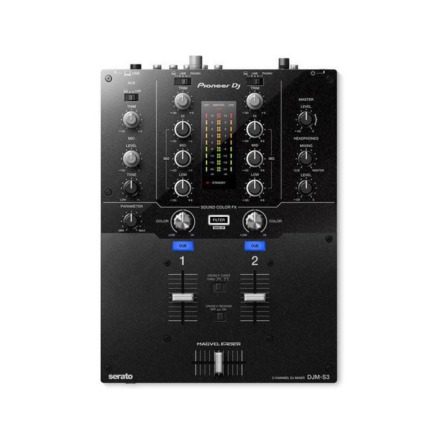Pioneer DJ DJM-S3 2-kanaals dj-mixer in scratchstijl voor Serato DJ Pro