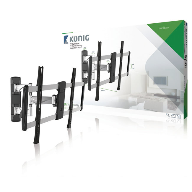 Konig TV Muurbeugel Draai- en Kantelbaar 42 - 70 " 35 kg Zilver/Zwart