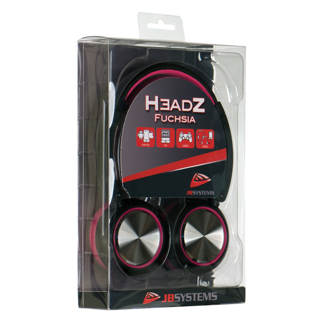 JB Systems HeadZ Fuchsia lichtgewicht koptelefoon + microfoon