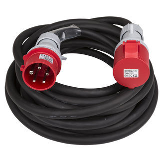 Hilec CEE-CABLE-32A-5G6-10M 5-polige CEE stroomkabel met transparante krimpkous