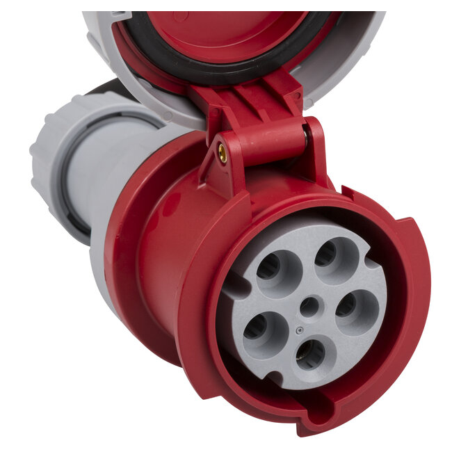 Hilec CEE-CABLE-63A-5G16-10M 5-polige CEE stroomkabel met transparante krimpkous