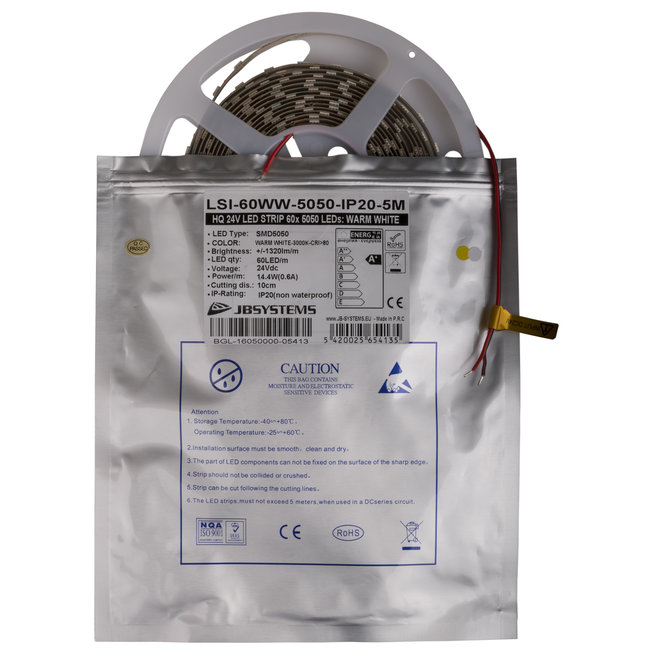 JB Systems LSI-60WW-5050-IP20-5M flexibele LED-strip 60 witte SMD-5050 LEDS
