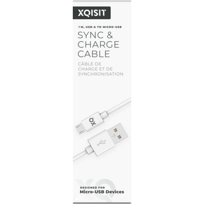 XQISIT Extra Sterk Gevlochten Micro USB Naar USB-A 1 Meter Wit