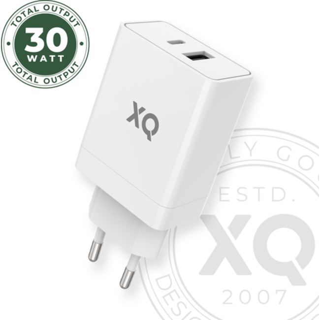 XQISIT Travel Charger PD Dual USB-A /USB-C - Wit